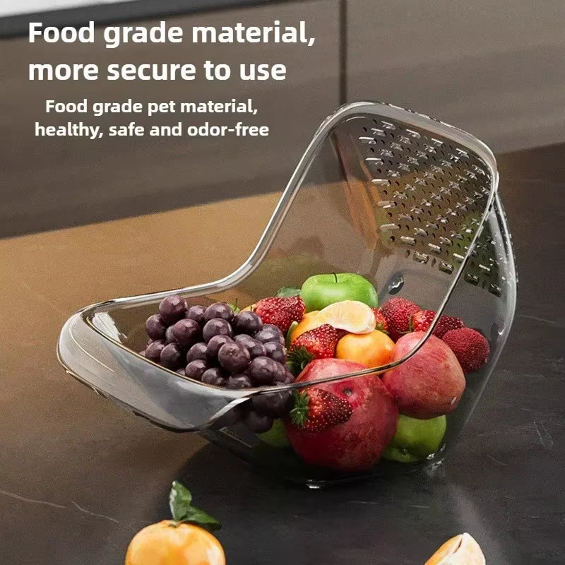 Flexidrain™ Multi-Functional Sink Basket – Double-Drain Kitchen Strainer & Washing Organizer for Fruits, Veggies & Moremulti-Functional Drain Basket Sink Kitchen Sink Strainer Double-Drainage Sink Washing Basket Home Organizer Drain Fruit Strainer
